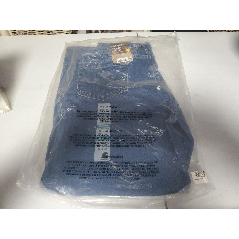 Carhartt Flannel Lined Relaxed Fit Denim Jeans Men Sz 38X32 B172-DST New